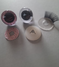 25mm CRYSTAL STYLE ACRYLIC EYES PALE PINK GLITTERY IRIS EYELASHES  WASHER