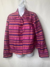 Easy Spirit Womens 100% Silk Jacket Size Medium Maximalist Bright Scandi Chic
