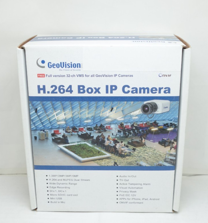 Geovision GV-BX1500 1.3MP Network IP WDR D/N H.264 PoE Box Camera w Lens & Mount