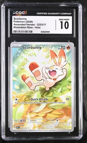CGC 10 GEM MINT Scorbunny 225/217 Ascended Heroes Illustration Rare Pokemon