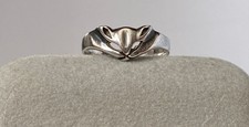 Anillo de plata de ley 925 con cara de gato con ojos recortados talla 7 animal joya felina