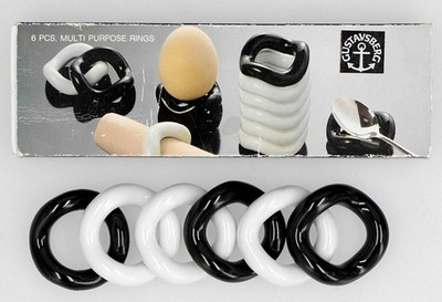 Vintage Gustavsberg MODERNIST SCHWEDISCHE EIERBECHER / LÖFFELAUFLAGEN - verpackt