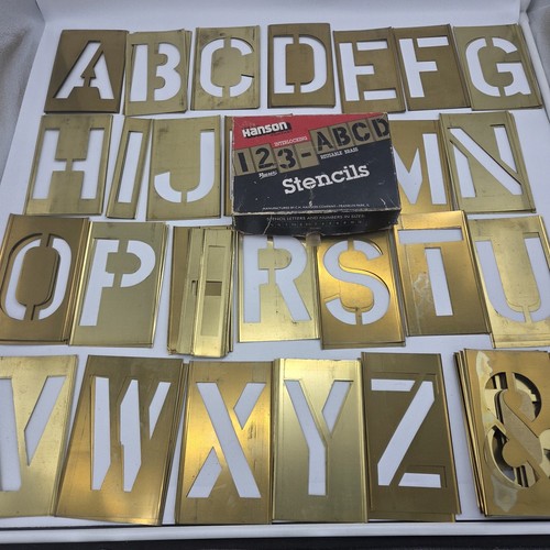 CH Hanson 5" 77-Pieces "SINGLE LETTER AND NUMBER" Interlocking Brass Stencil Set