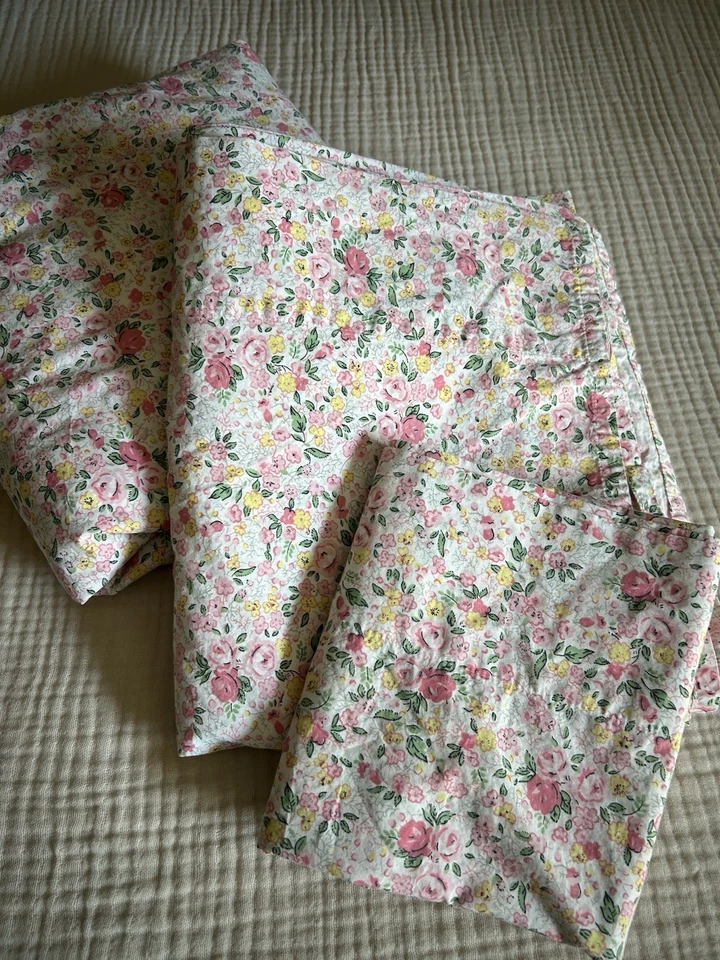 Conjunto de lençóis Laura Ashley LOVESTON rosa verde e amarelo pequeno floral cama queen size - Imagem 2 de 4