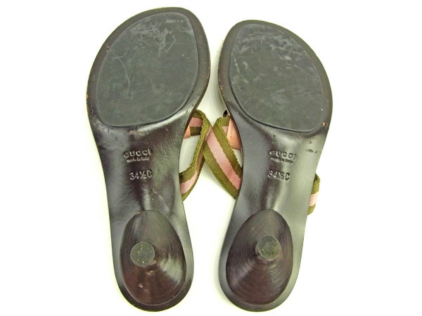 GUCCI Sandals Brand Sandals Sandals Shoes Shoes Pink x Green x Dark Brown ♯34 Ha thumbnail 5