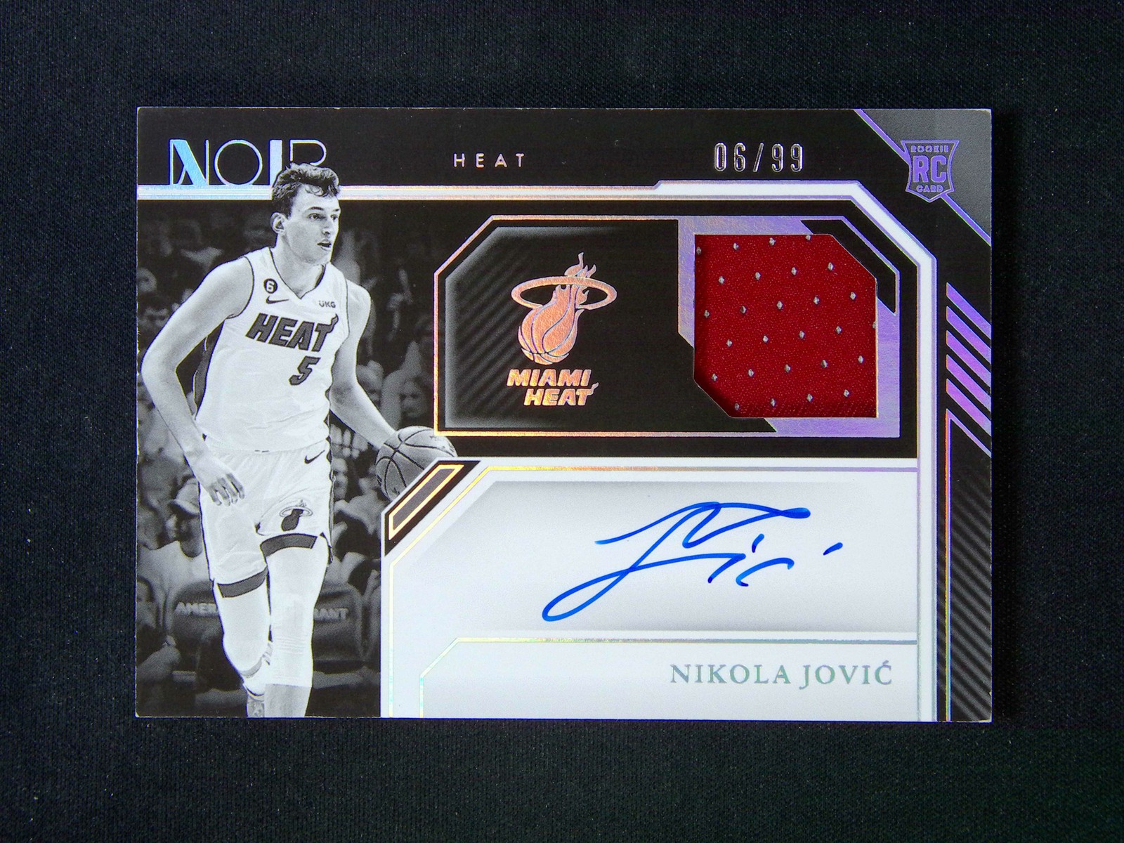 2022-23 Panini Noir Nikola Jovic #308 RC Rookie Jersey Patch Auto /99