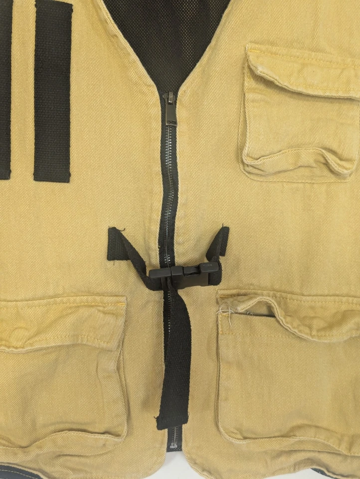 Chaleco de Carga Utilitario Boohoo Hombres Talla Mediana Amarillo Gorpcore Grunge Punk Foto 3 de 4