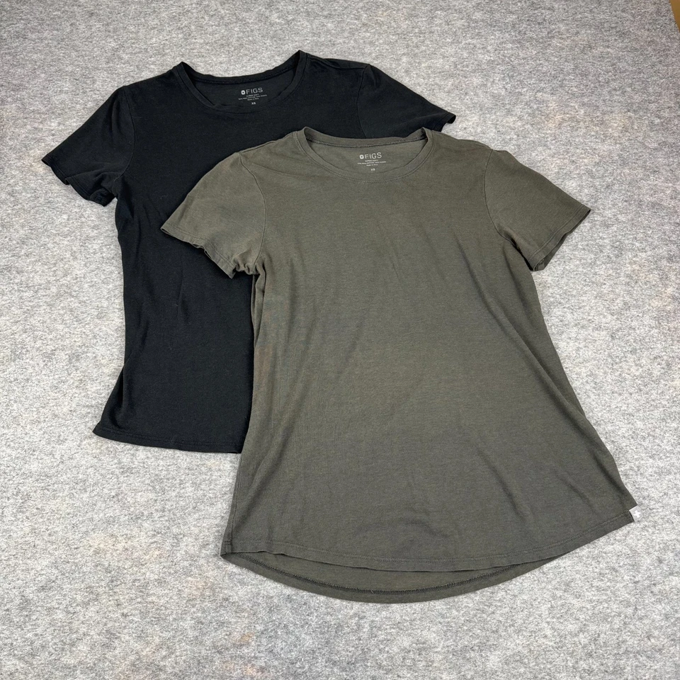 Lote de 2 camisetas FIGS Underscrub Tops negras grises para mujer XS Foto 2 de 4