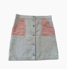 Vinyard Vines Girl 12 Blue Pink Seersucker Light Weight Cotton Skirt