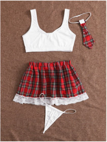 Plus Size Preppy School Girl Adult Roleplay School Girl Outfit Sexy Lingerie USA