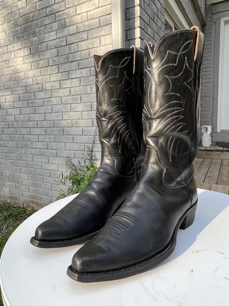 Hyer 8D Black Handmade Mans Vintage Cowboy Boots