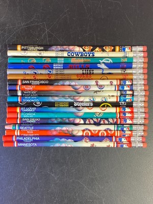 MLB & NFL Baseball & Football Pencils 18 Lot 1993 New Old Stock Vintage Read