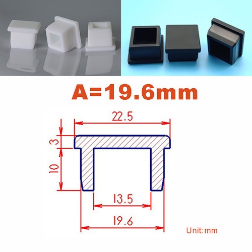 9.6-50.6mm Square Rubber End Caps Tube inserts Bungs Blanking Plugs Furn. Feet - Picture 21 of 42