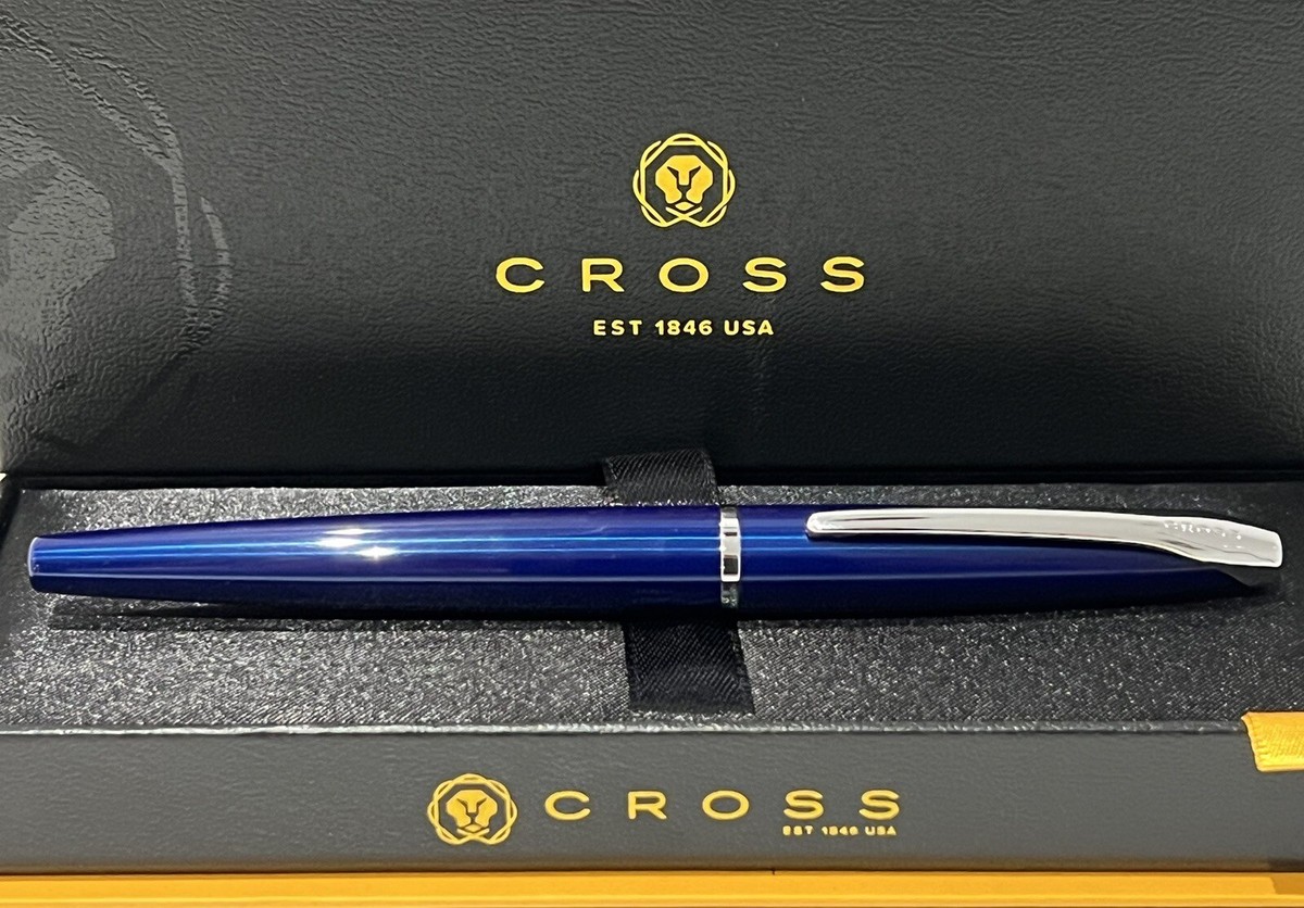 Cross ATX Translucent Blue Rollerball Pen With Luxury Gift Box