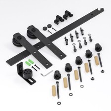 CCJH 4FT-20FT Steel Sliding Barn Door Hardware Track Kit for 1/2 Door, Closet