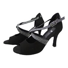 Scarpe da ballo donna camoscio tacco 90 cod.422 col.nero/lightgrigio madeinitaly