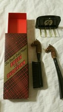 Vintage Horse Head Brush  Shoe Horn W/Wall Plaque Tie Hanger in original box