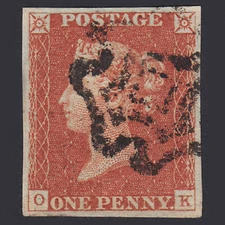 L40_03 GB QV 1841 1d RED-BROWN PLATE 37 SG8-B1(1) OK VFU 4M IMPERF NORWICH MX