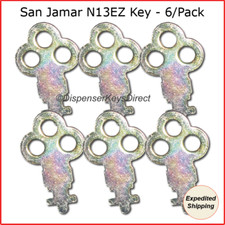 San Jamar N13 Dispenser Key for Paper Towel  Toilet Tissue Dispensers - 6/pk. 