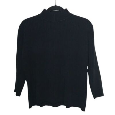 White Stag Black Ribbed Mock Neck Sweater XL