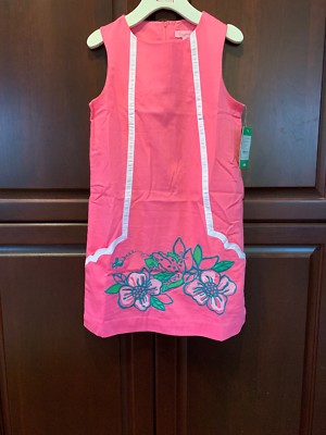 lilly pulitzer hot pink shift dress NWT Little Lilly Novelty Hotty Skip Embr Frog 10 Fits against the body