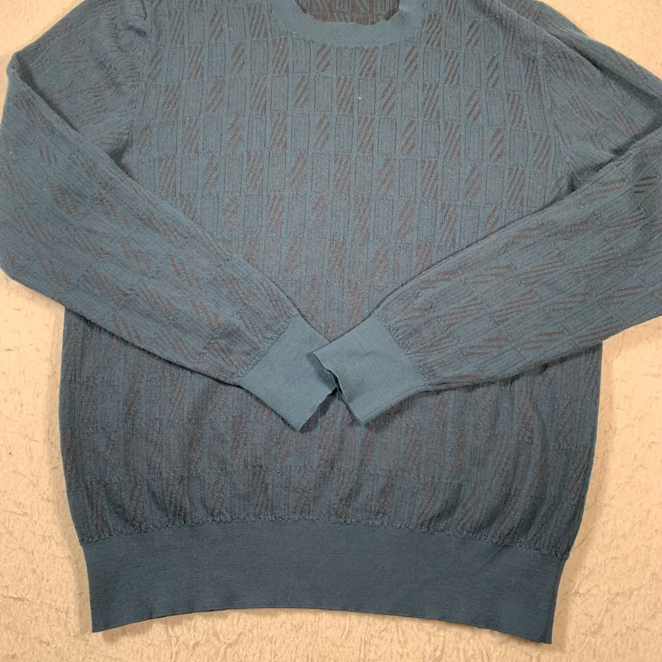 Brioni Sweater 54 Blue Crewneck Wool Silk Pullover - Image 3 of 4