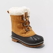 Girls' Kit Leather Winter Boots - Cat Jack Tan Kids Size 4