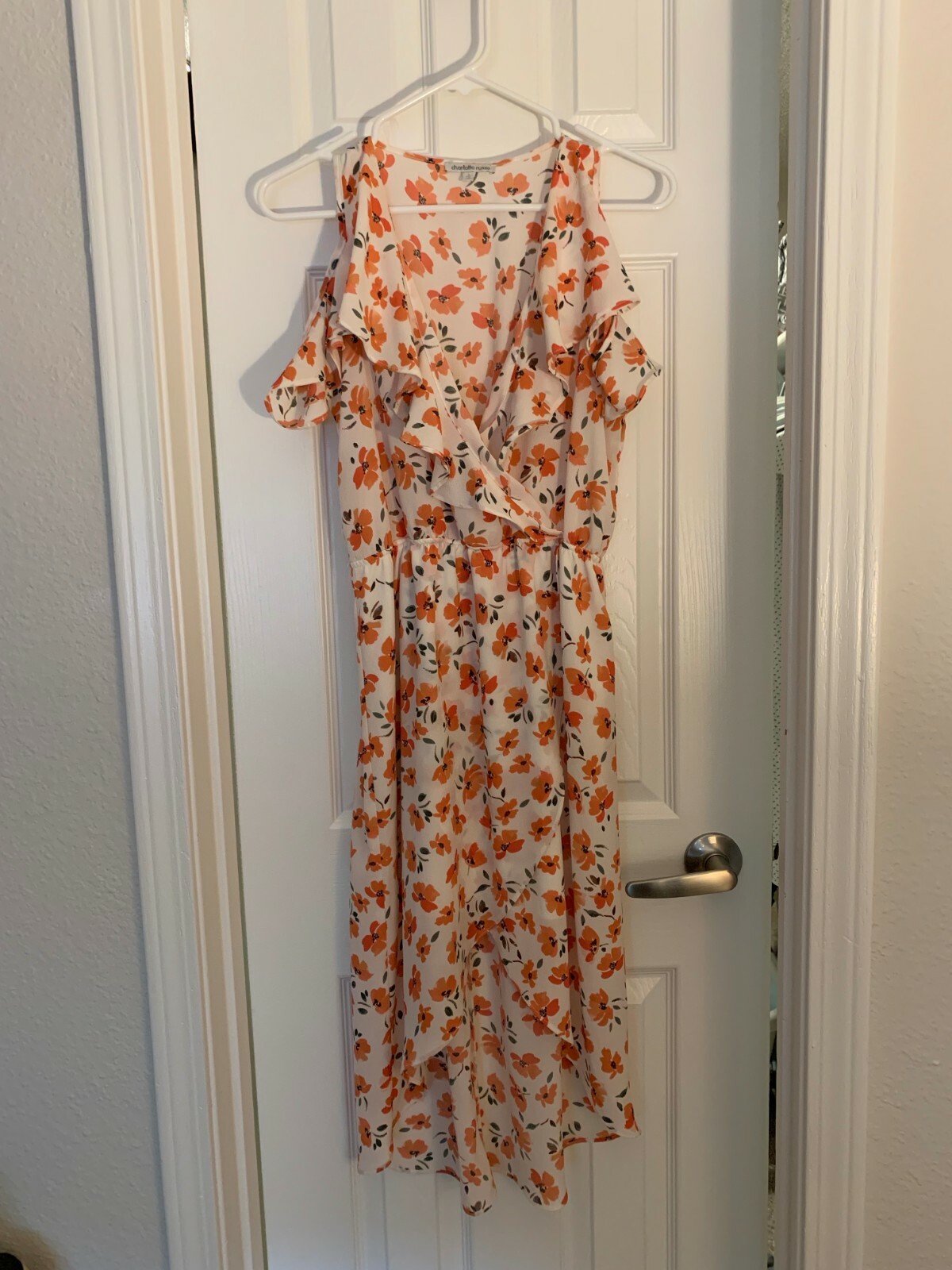 Beautiful Floral Sundress with Slip - Open Shoulder - Size Small-image