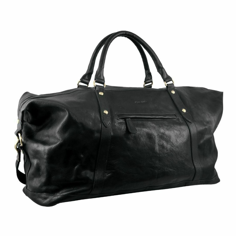 Pierre Cardin Rustic Leather Business Overnight Bag Unisex Duffle Bag Travel - B
