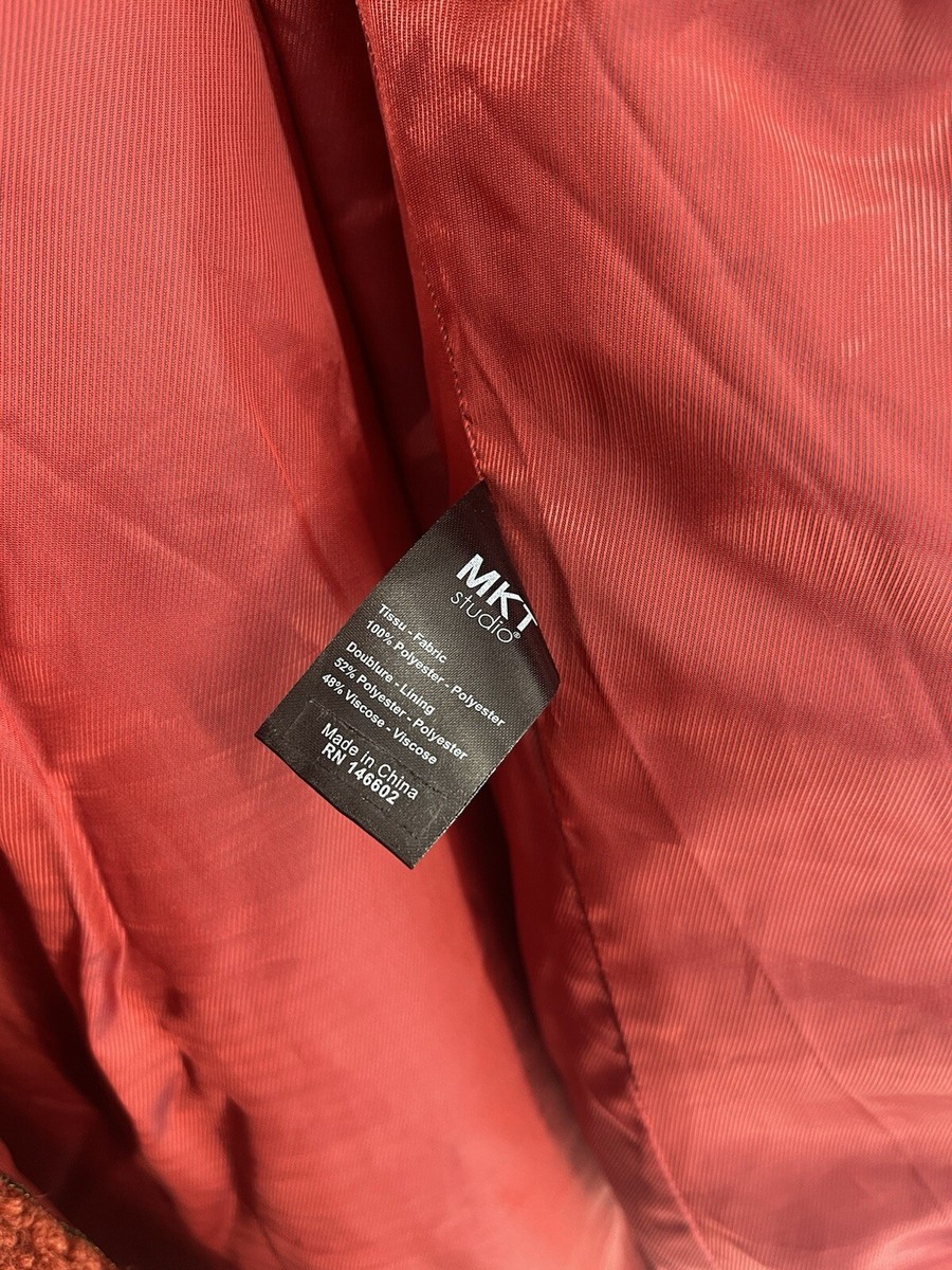 MKT Studio Womens Sherpa Madime Teddy Jacket Coat Rust Double