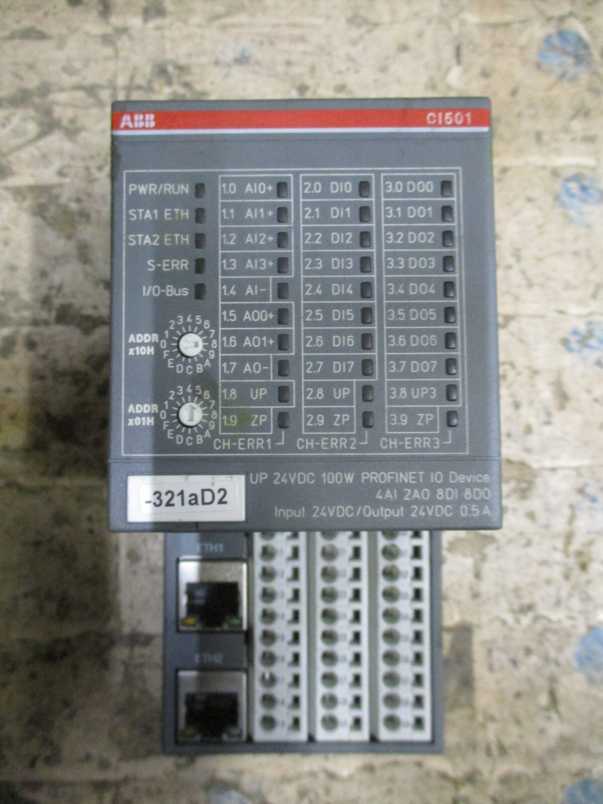 ABB CI501-PNIO C1 1SAP220600R0001 Profinet Bus Unit DI/8DO/4AI/2AO 24VDC*Tested*