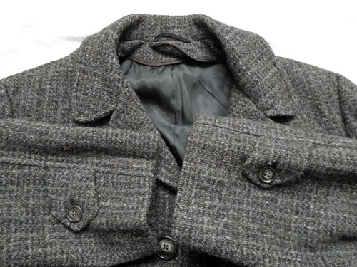 Vintage 70s Harris Tweed Mens 38S* Overcoat Handwoven Scottish Wool - Picture 9 of 11