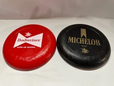 2 Vintage Beer Frisbees Discs Budweiser Michelob ￼ red black fast, same day ship