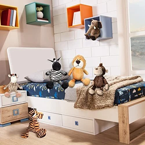 6 Pieces Safari Stuffed Animals Plush Jungle Animal Toys Set for Cute Style - Picture 6 of 7