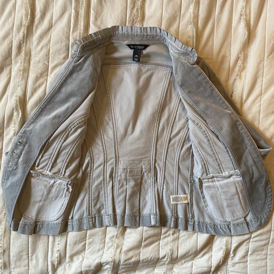 Blazer feminino White House Black Market 00 cinza/prata veludo jaqueta Majorette - Imagem 2 de 4