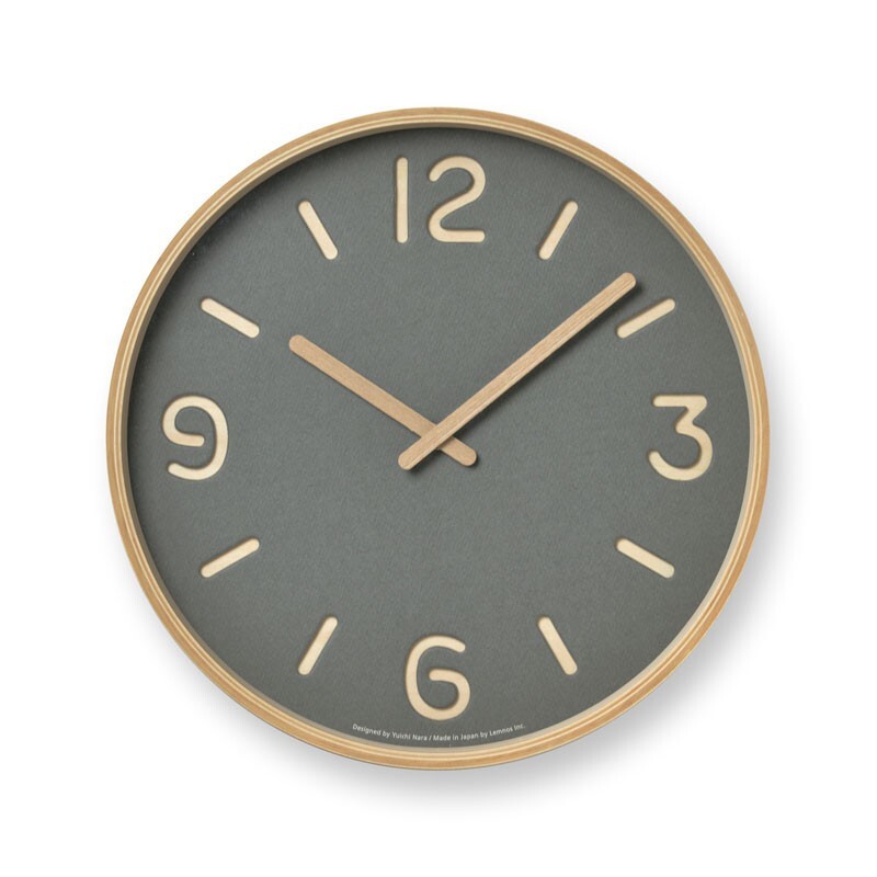 Lemnos Wall Clock Thomson Paper Analog Gray Wood NY18-15 GY 12inch