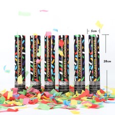 Confetti Cannon Party Poppers 6 Packs Multicolor No Mess Streamer 28cm