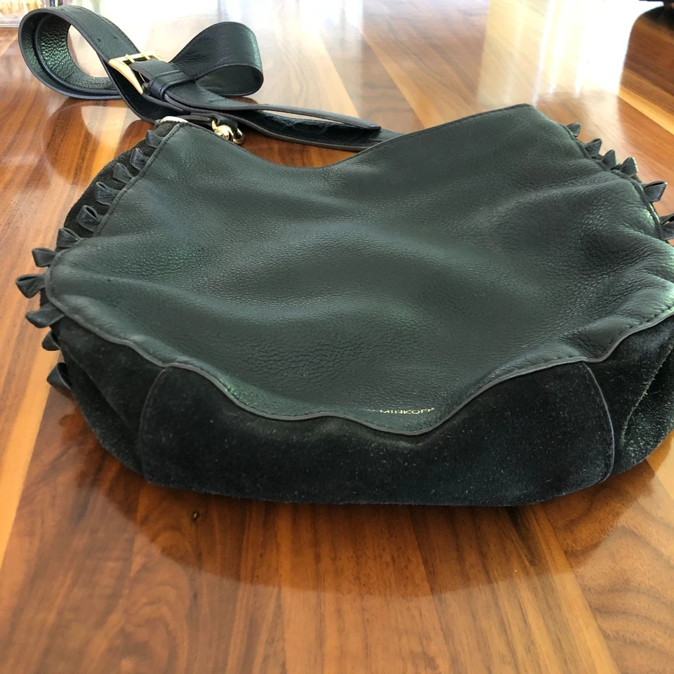 Bolso Bandolera Rebecca Minkoff Lima Hobo Cuero Gamuza Negro Sin Flecos Foto 4 de 4