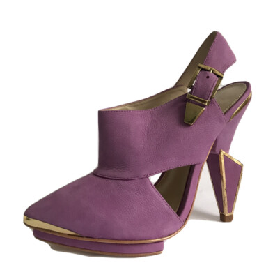 TOPSHOP UNIQUE S/S 2009 Lavendel Leder Slingback High Heel Sandalen UK 5 EU 38