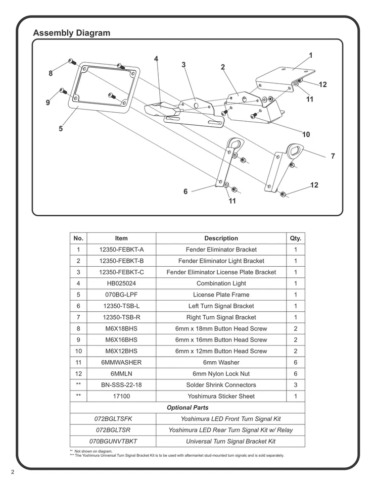 Kit eliminador guardabarros Yoshimura 070BG123502 para Honda CRF250L/Rally 17-20 Foto 3 de 4