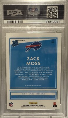 2020 Panini Donruss Optic Zack Moss Purple Shock RC PSA 9 Bills