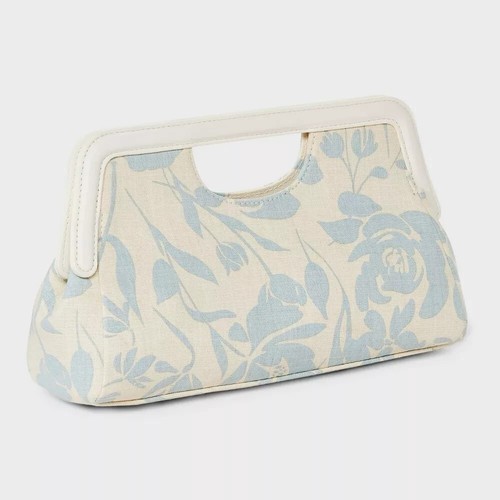 Small Frame Clutch Bag Purse Magnetic Closure - A New Day Blue Floral