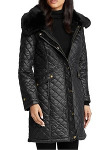 ralph lauren faux fur collar walker coat
