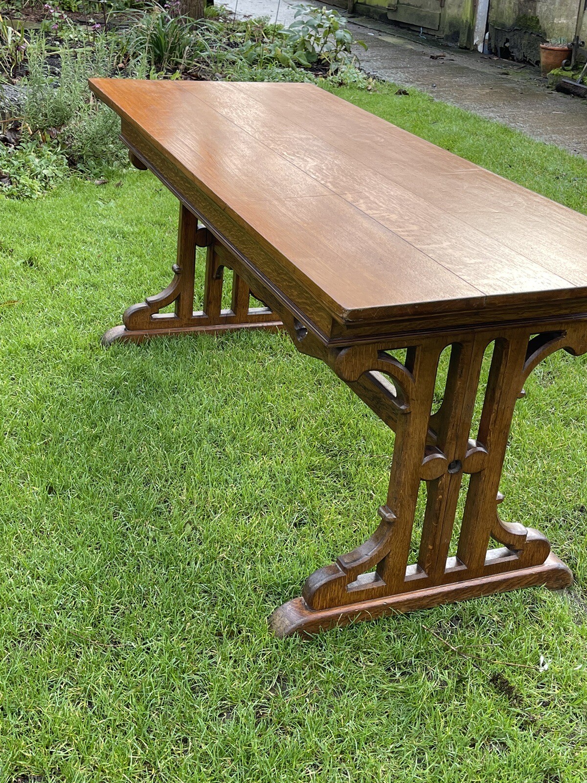 Antique English Oak Gothic Revival Serving Refectory Dining Table eBay