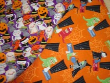 6 pc Cotton Fabric Halloween Pumpkin prints Orange Quilt Craft 18-36" x 44" BTP