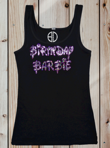 Women Tank Top Fitness Barbie Sequin 