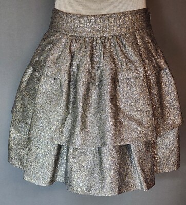 Sz 4 Diane Von Furstenberg Metallic Tired Cocktail Mini Skirt Nice! NYE/Party