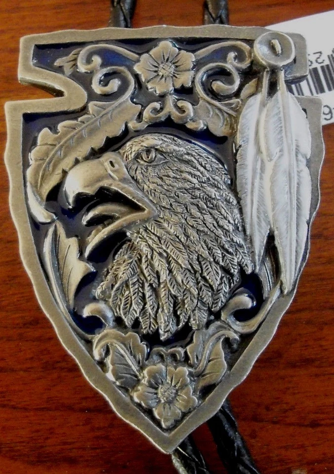 Bolo Tie Western Eagle Arrowhead Pewter Bolo Rodeo Tie Indian  Made in USA - Image 2 of 4