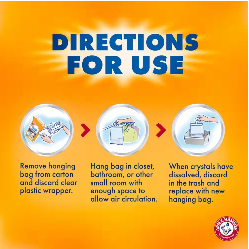 (3Pack) 16 Oz. Moisture Absorber Odor Eliminator Hanging Bags Arm And