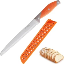 VITUER Bread Knife with Cover, 8 inch Serrated Bread Knife for homemade bread,